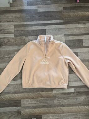 Adidas Half-Zip Fleece Pullover - Beige/Peach